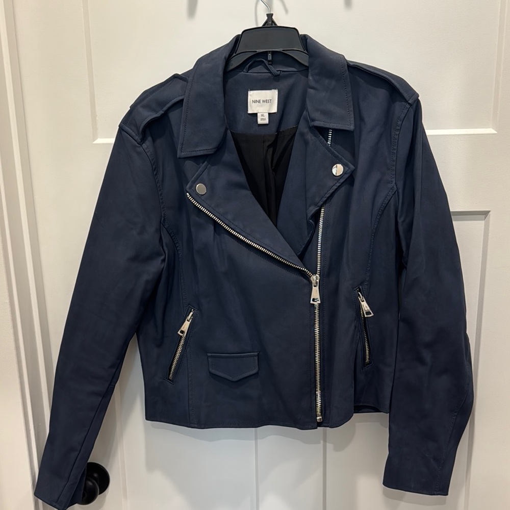 NWOT Nine West Women's Navy Moto Jacket XL
